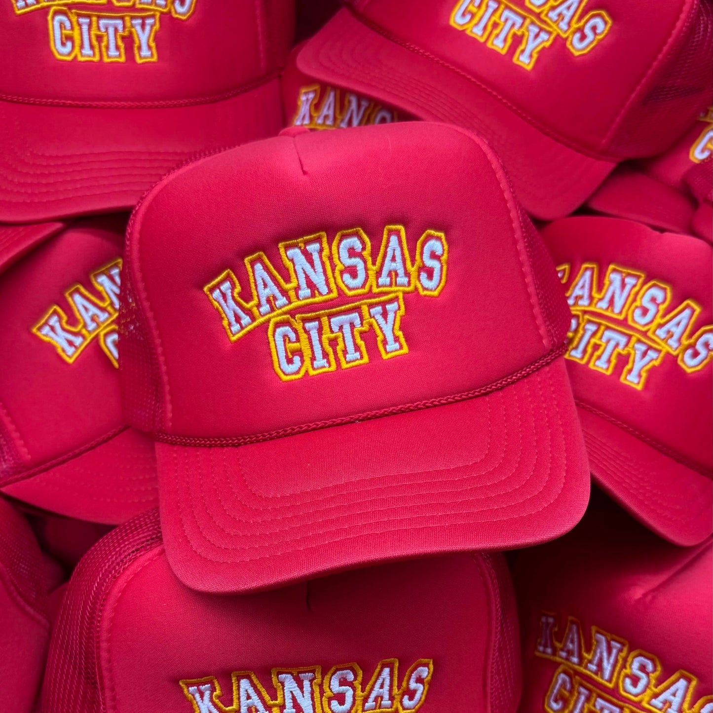 Kansas City Outlined Embroidered Trucker Hat